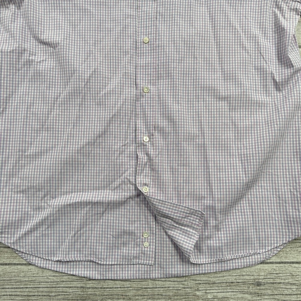 Canali Dress Shirt Men's 42/16.5 Purple White Micro Check French Cuff Italy Made - Picture 3 of 7